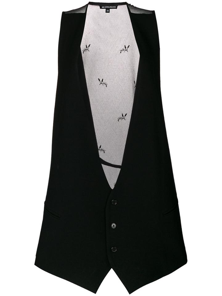 Ann Demeulemeester Lace Back Long Waistcoat - Black