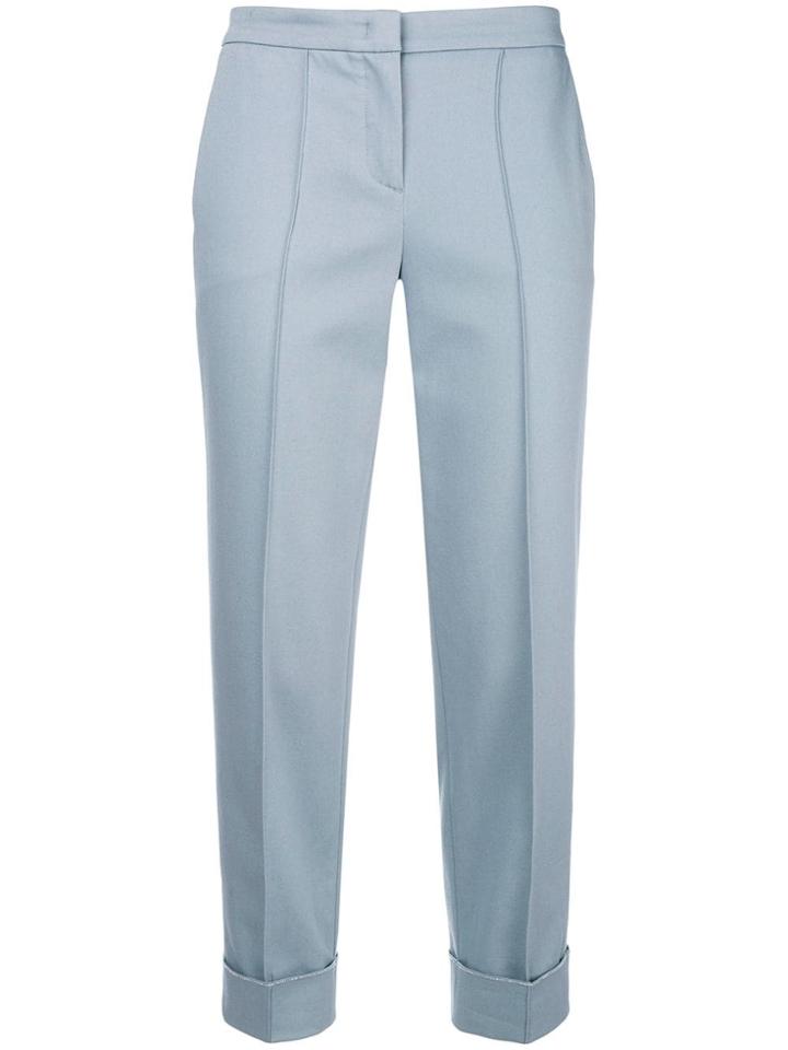 Fabiana Filippi Cuff Creased Cropped Trousers - Blue