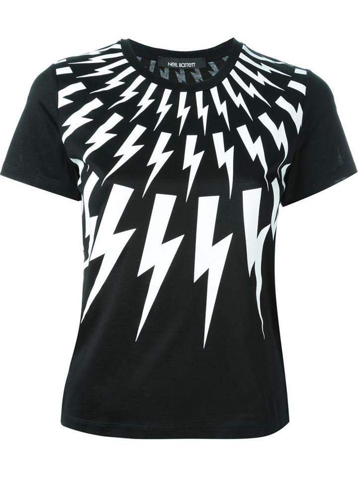 Neil Barrett Lightning Bolt T-shirt, Women's, Size: L, Black, Cotton