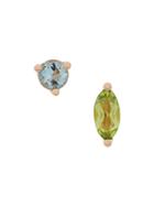 Delfina Delettrez 18kt Gold Dots Solitaire Peridot And Aquamarine