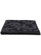Emporio Armani Logo Print Beach Towel - Black