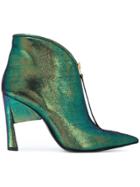 Marni Zipped Pointed Ankle Boots - Metallic