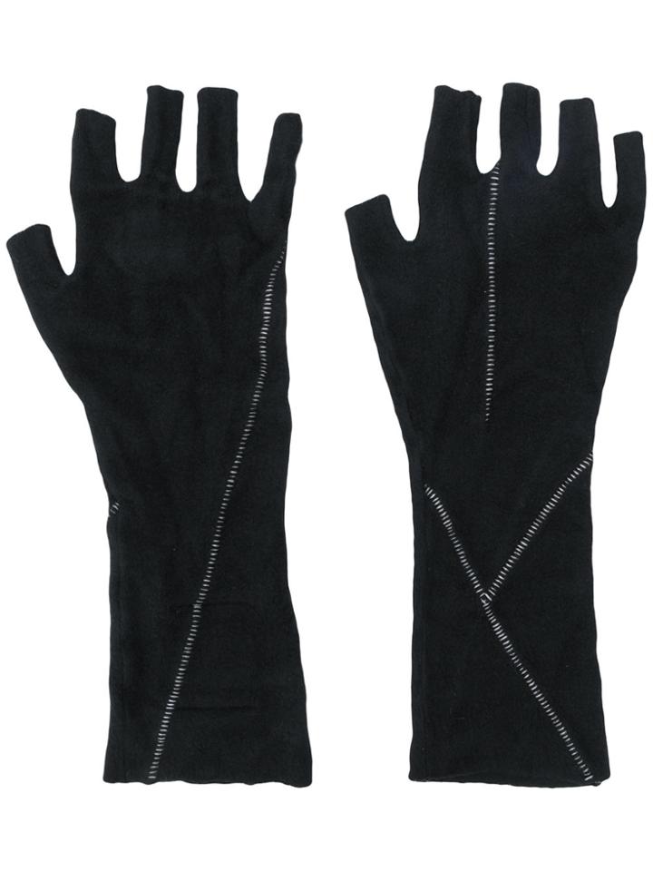 Thom Krom Contrast-stitched Fingerless Gloves - Black