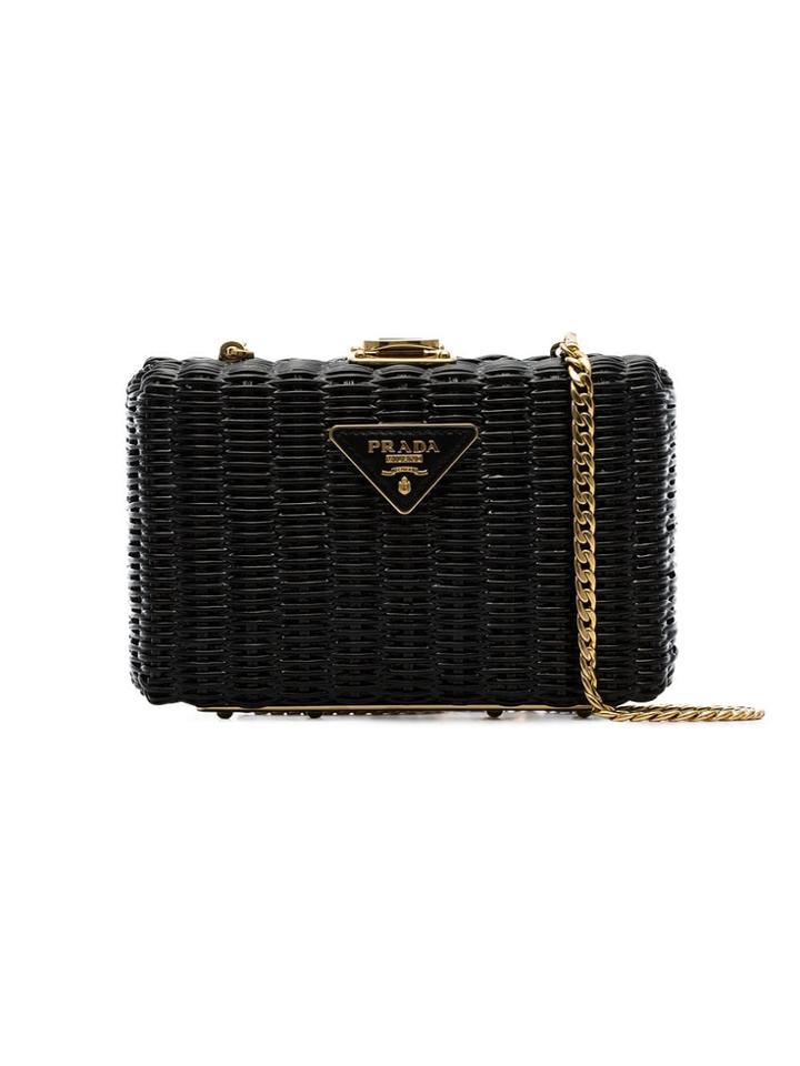 Prada Black Middolino Straw Box Bag