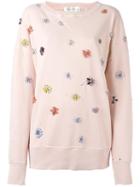 Faith Connexion Floral Embellished Sweatshirt, Women's, Size: Xs, Pink/purple, Cotton/acrylic/brass