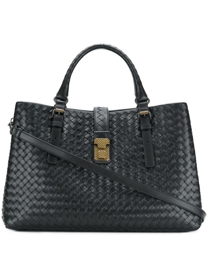 Bottega Veneta Nero Intrecciato Calf Medium Roma Bag - Black