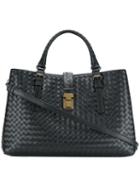 Bottega Veneta Nero Intrecciato Calf Medium Roma Bag - Black