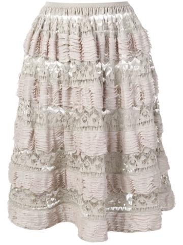 Alaïa Vintage 2000's Layered Ruffled Skirt - Neutrals