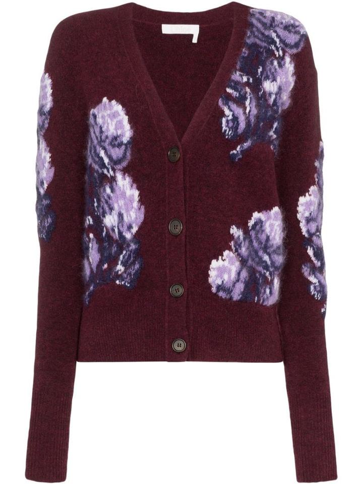 Chloé Floral Intarsia Knit Cardigan - Multicolour