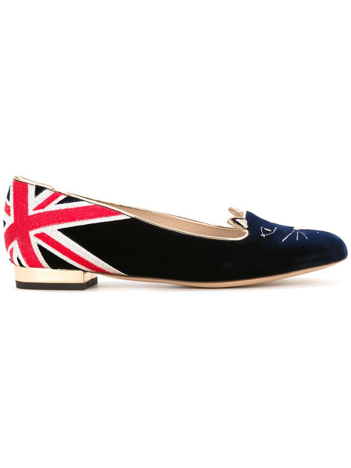 Charlotte Olympia Union Jack Cat Ballerina Shoes - Black