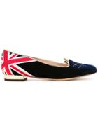 Charlotte Olympia Union Jack Cat Ballerina Shoes - Black