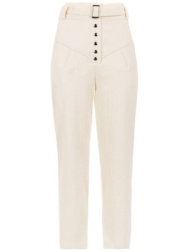 Framed Checklist High-waisted Trousers - Nude & Neutrals