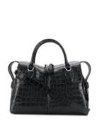 Tod's Embossed Crocodile Effect Tote - Black