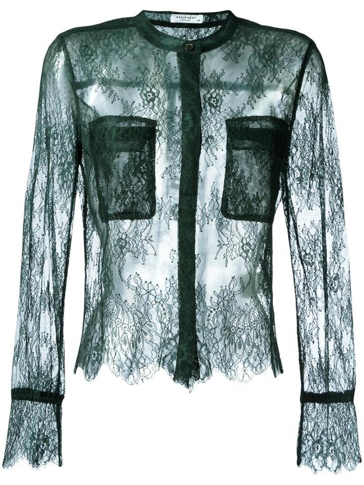 Equipment Lace Shirt, Women's, Size: Medium, Green, Nylon