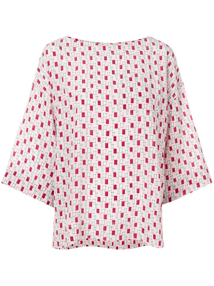 Marni Square Print Blouse - Pink & Purple