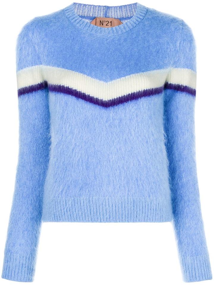 No21 Striped Furry Jumper - Blue
