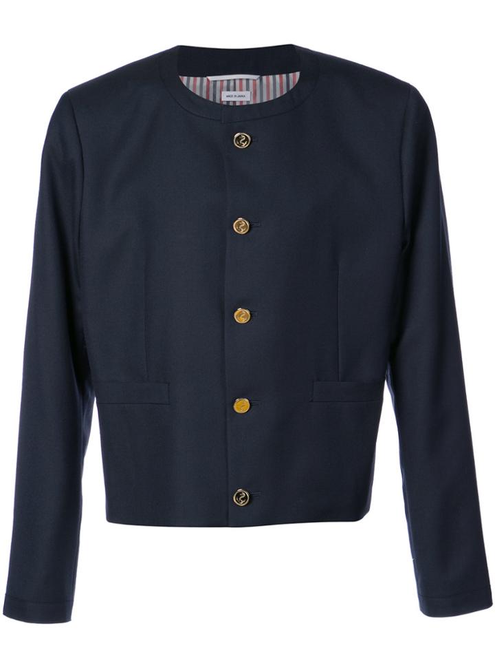 Thom Browne Slim Collarless Jacket - Blue