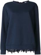 P.a.r.o.s.h. Broderie Anglaise-panelled Sweatshirt - Blue