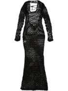 Sibling Crochet Mesh Maxi Dress, Women's, Size: Small, Black, Nylon/polyester