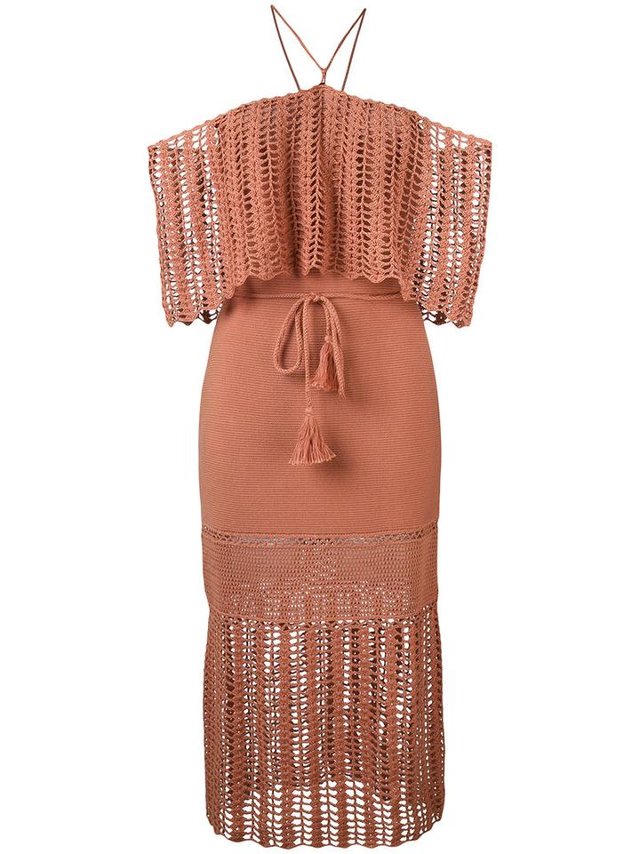 Harare - Off-shoulders Knitted Dress - Women - Cotton - L, Pink/purple, Cotton
