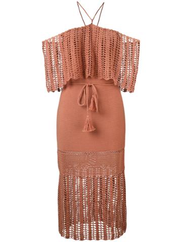 Harare - Off-shoulders Knitted Dress - Women - Cotton - L, Pink/purple, Cotton