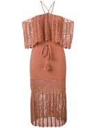 Harare - Off-shoulders Knitted Dress - Women - Cotton - L, Pink/purple, Cotton