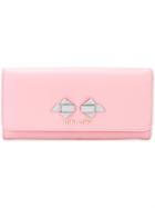 Miu Miu Bow Logo Continental Wallet - Pink & Purple