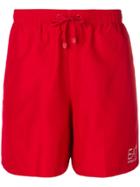 Ea7 Emporio Armani Logo Print Swim Shorts - Red