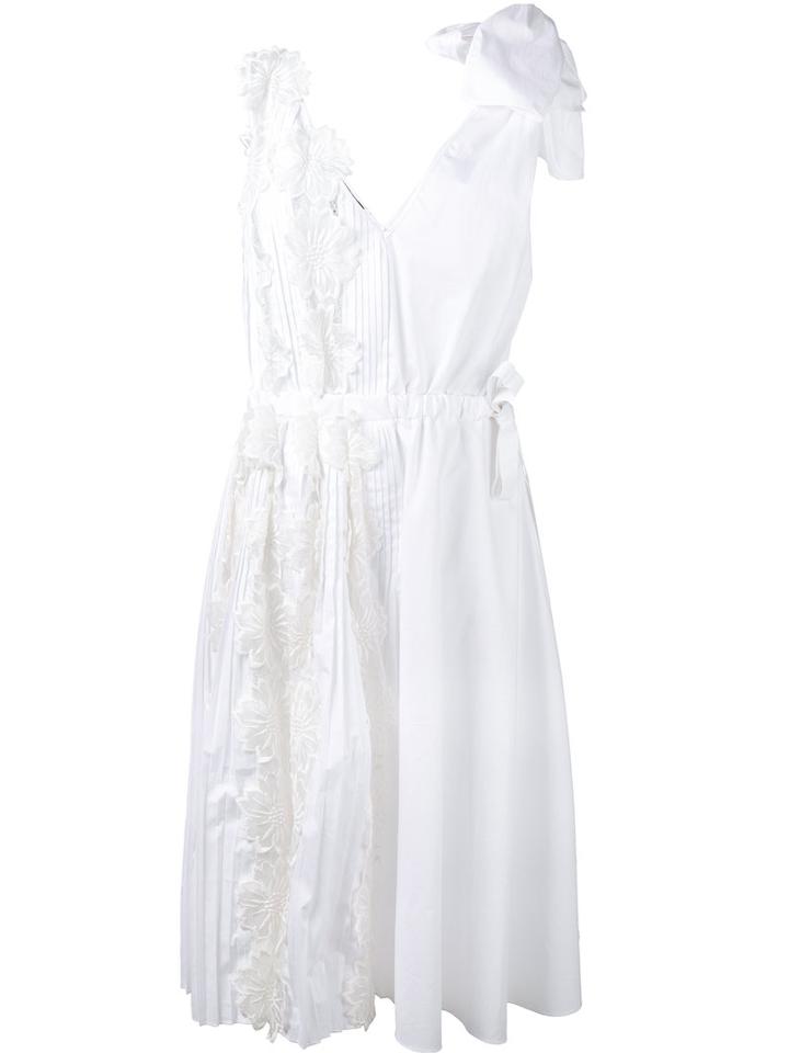 Rochas Floral Lace Front Dress, Women's, Size: 40, White, Cotton/spandex/elastane/silk