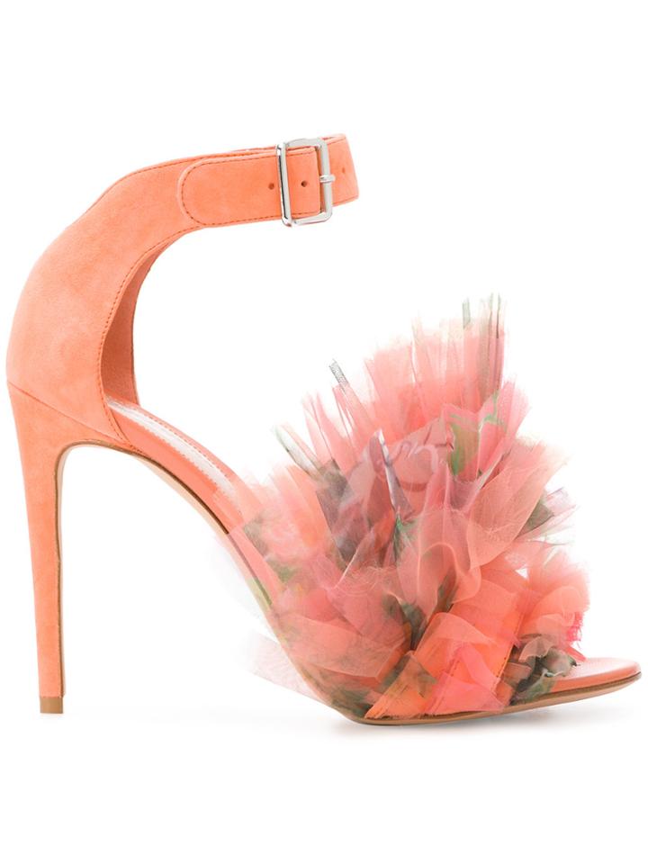 Alexander Mcqueen Heart Sandals With Ruffle Detailing - Yellow &