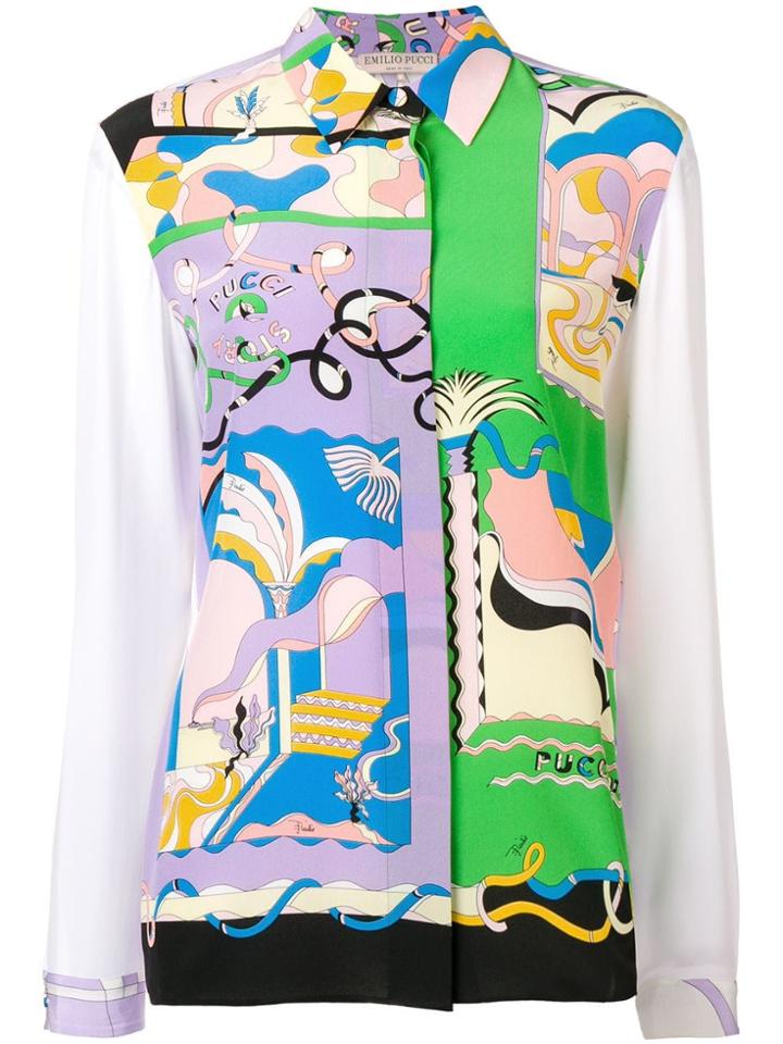 Emilio Pucci La Villa Print Silk Shirt - Purple