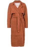 Les Coyotes De Paris Belted Mid-length Coat - Brown