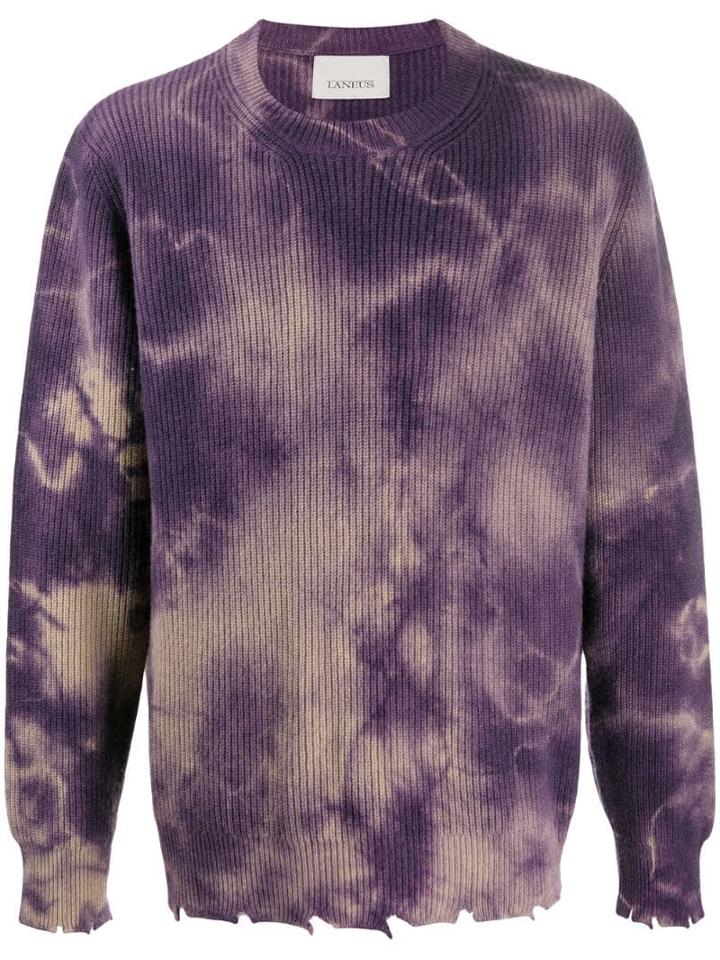Laneus Tie-dye Print Jumper - Purple