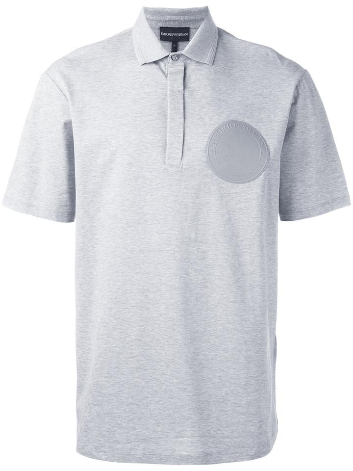 Emporio Armani Logo Patch Polo Shirt, Men's, Size: Xxl, Grey, Cotton
