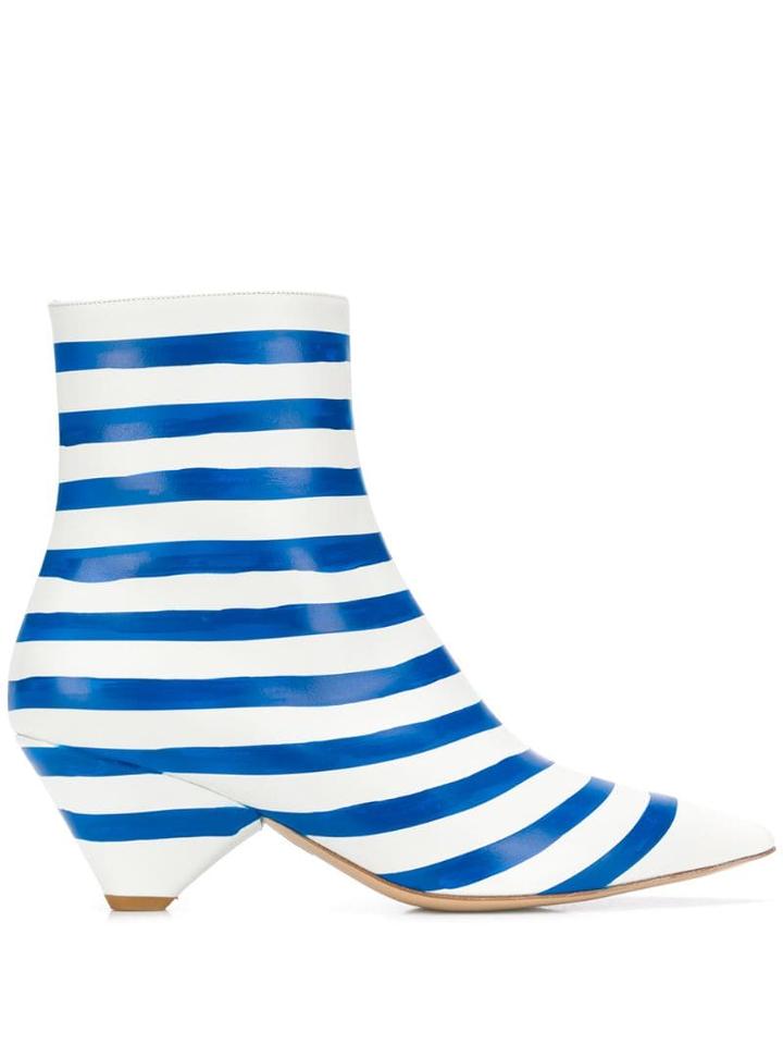 Christian Wijnants Striped Ankle Boots - White