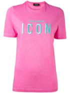Dsquared2 Icon Embroidered T-shirt - Pink & Purple