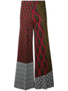 Circus Hotel - Patterned Flared Trousers - Women - Viscose/polyester - 40, Black, Viscose/polyester