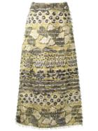 Scanlan Theodore Feather Print Skirt, Women's, Size: 6, Yellow/orange, Polyester