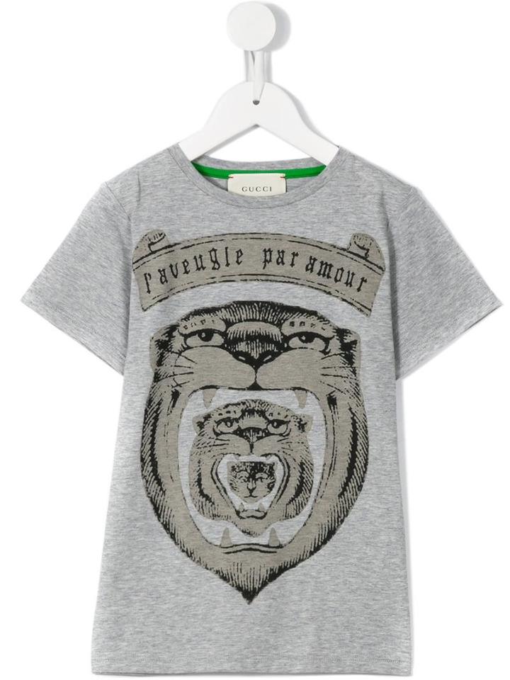 Gucci Kids Tiger Print T-shirt, Boy's, Size: 12 Yrs, Grey