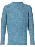 The Elder Statesman Textured Crew Neck Sweater - Blue