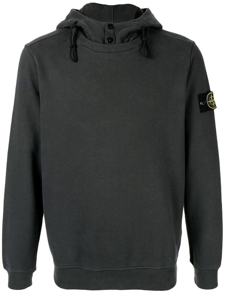 Stone Island Buttoned Collar Hoodie - Green