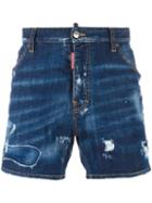 Dsquared2 Dan Commando Lightly Distressed Shorts, Men's, Size: 46, Blue, Cotton/elastodiene/polyester