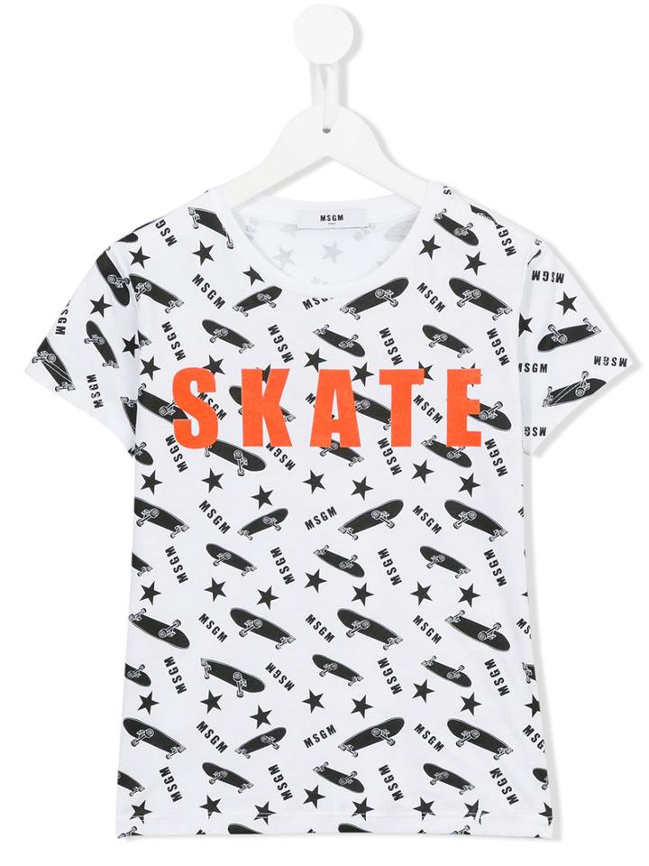 Msgm Kids Skate T-shirt, Toddler Boy's, Size: 4 Yrs, White