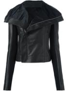 Rick Owens 'blister' Asymmetrical Biker Jacket, Women's, Size: 40, Black, Cotton/calf Leather/cupro/virgin Wool