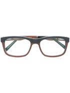 Gold And Wood Square Frame Glasses - Multicolour