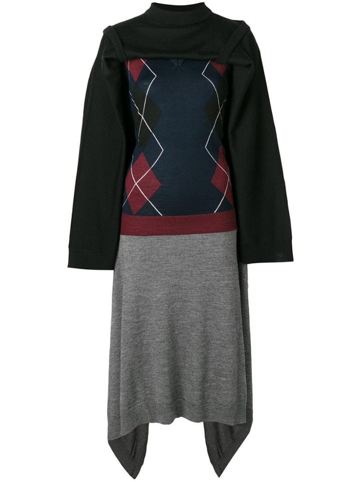 Y / Project Panelled Knit Dress - Blue