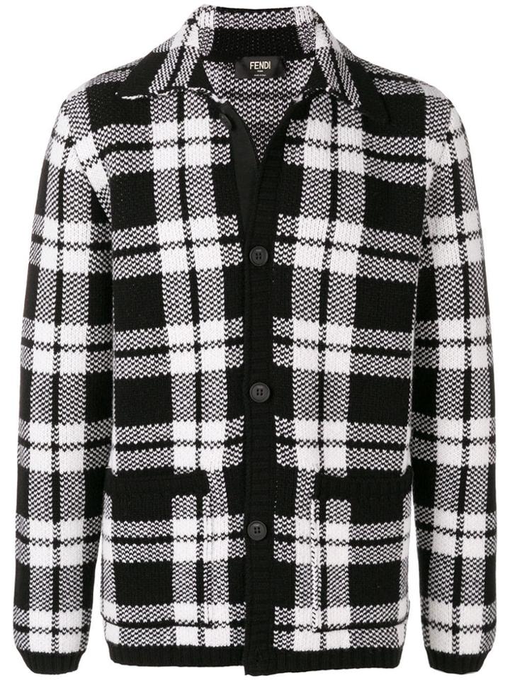 Fendi Plaid Fitted Cardigan - Black