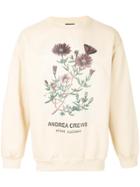 Andrea Crews Floral Print Sweatshirt - Nude & Neutrals