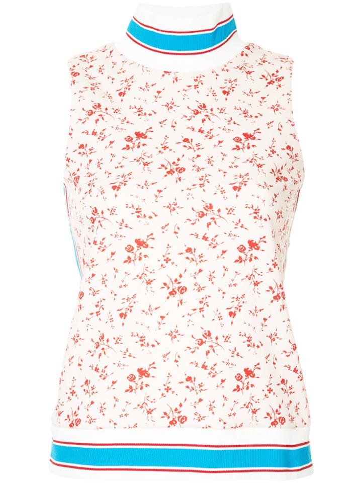 Maison Mihara Yasuhiro Floral Ribbed Collar Tank - White