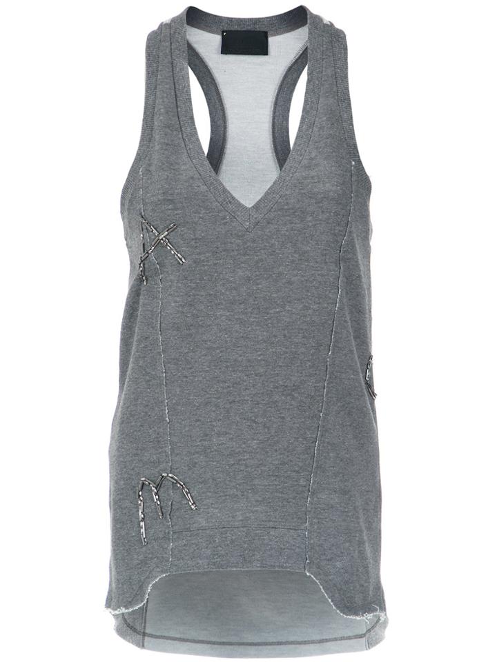 Andrea Bogosian Embroidered Tank Top - Grey